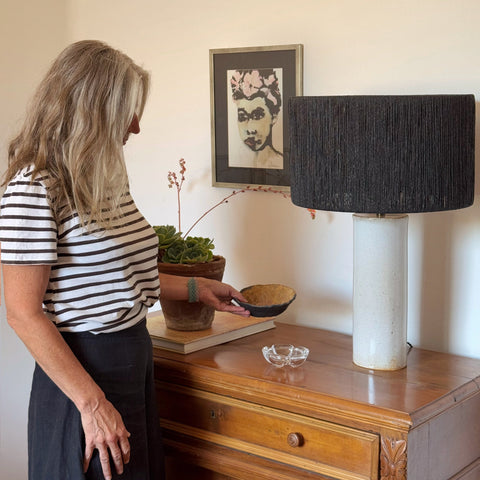 Lámpara Puelche Blanca & Rafia