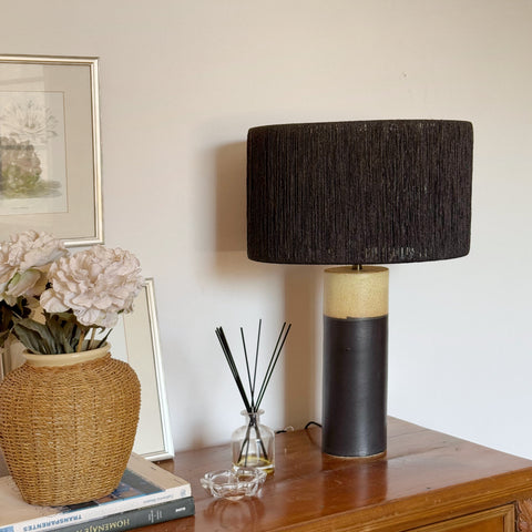 Lámpara Puelche Negra Crema & Rafia