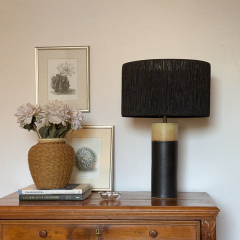 Lámpara Puelche Negra Crema & Rafia